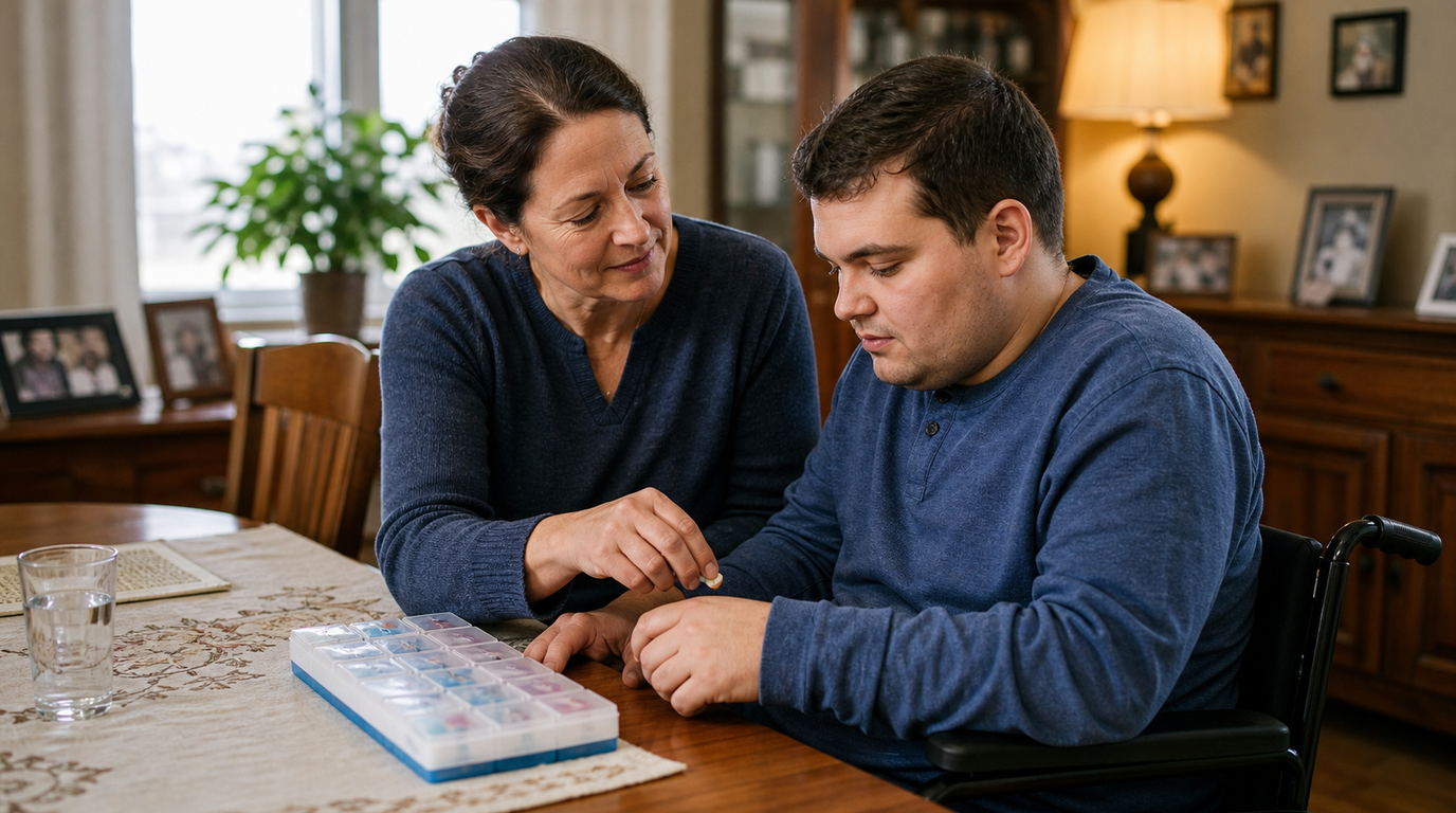 Family caregiver supporting an adult who uses a wheelchair